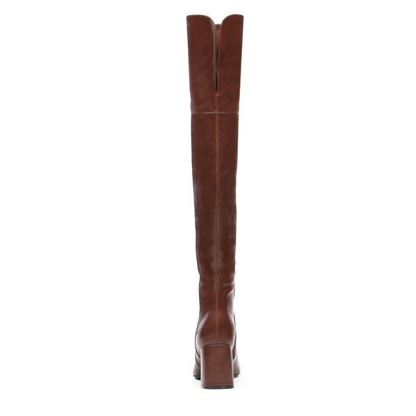 Chunky Over the Knee Boots - BROWN PU - 4
